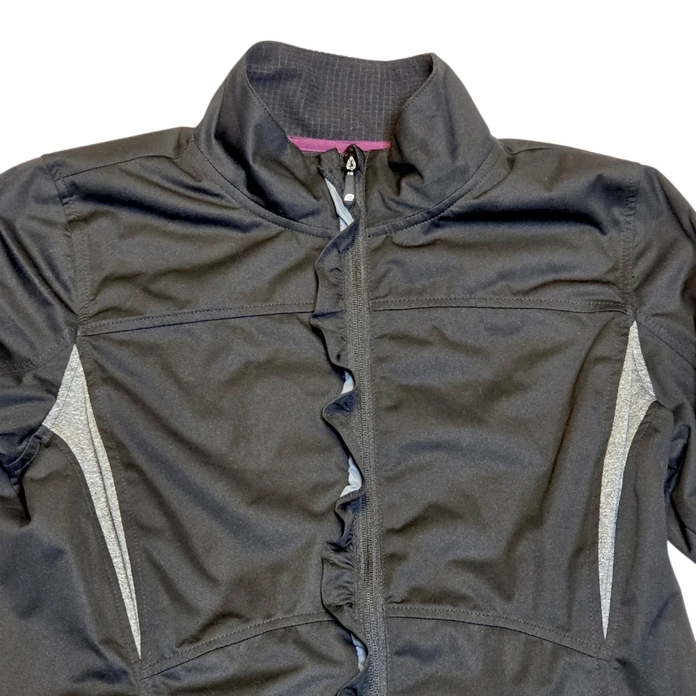 Road Runner Sports Ruffle Zip Running Jacket Black Reflective Athletic Medium - Picture 3 of 14
